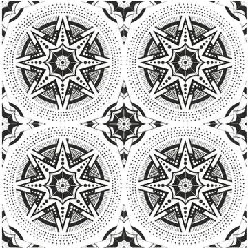 Geometric pattern, mandala, ethnic, traditional, folk, ornamental print.Vector Illustrazione stock