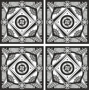 Geometric pattern, mandala, ethnic, traditional, folk, ornamental print.Vector Stock Illustration