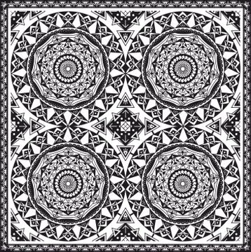 Geometric pattern, mandala, ethnic, traditional, folk, ornamental print.Vector Illustrazione stock