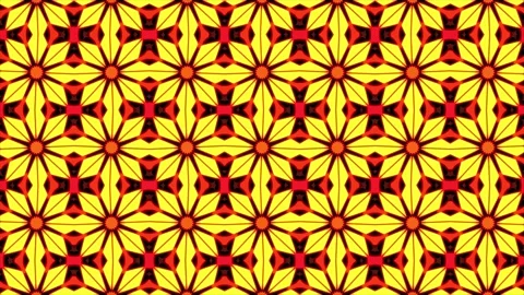 Geometric Pattern of Mandala Kaleidoscope with Starbursts in Red and Yellow Stock Footage 334058201