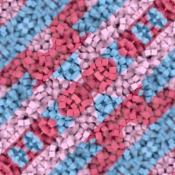 Geometric pattern of many small three-dimensional cubes. 3d rendering 库存插图
