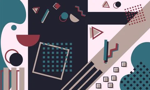 Geometric pattern memphis style on white background. Illustrazione stock