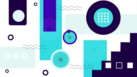 Geometric pattern with modern lines and vibrant abstract shapes on white Stock Footage 293267976