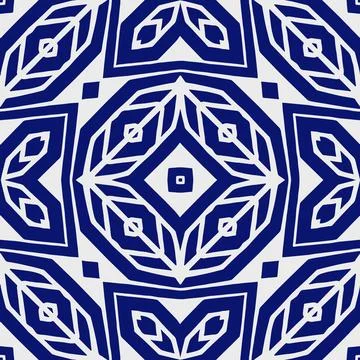 Geometric Pattern - Mosaic (Navy, White) Stock Illustration