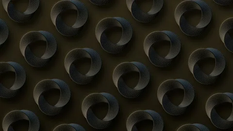 Geometric pattern of moving endless Mobius strips 3d rendering loop animation 4K Stock Footage 146835103