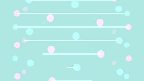 Geometric Pattern with Moving Pink and Blue Dots Connected by White Lines Stockbeeldmateriaal 334958969