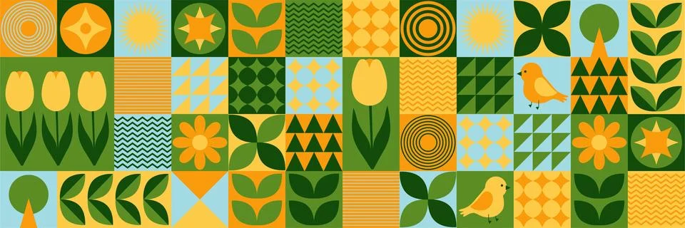 Geometric pattern with nature elements for cover, label, packaging. 스톡 일러스트