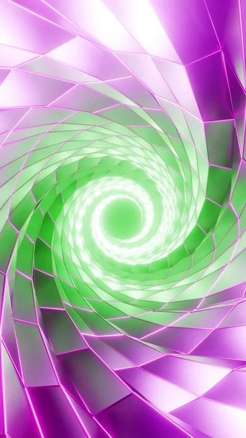 Geometric pattern with neon lights tunnel with multicolored illumination, 3.. Stock Footage 288594523