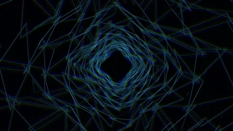 Geometric pattern with neon lines in a dark space Stock Footage 340031422