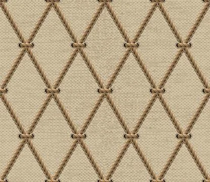 Geometric pattern with net made of hemp rope Stock Illustration