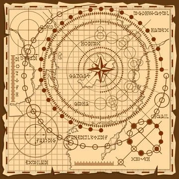 Geometric pattern on the old map. Stock Illustration