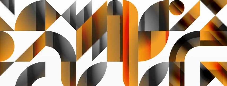 Geometric pattern of orange and black triangles on white canvas 스톡 일러스트
