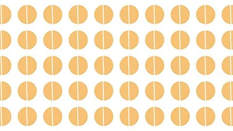 Geometric pattern of orange split circles or medicinal tablets on white bac.. 库存插图