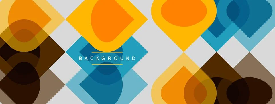 Geometric pattern. Overlapping circles, squares create abstract design. Warm, Stock Illustration