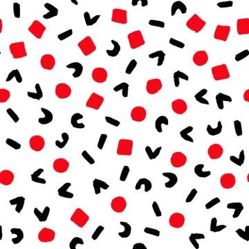 Geometric Pattern Painted Red Black White Stock Illustration