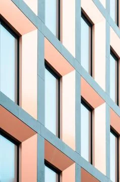 Geometric pattern from part of building facade. Modern architecture of Stock Photos