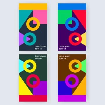 Geometric pattern pattern social media flyer templates set Stock Illustration