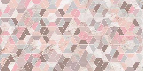 Geometric pattern pink background with marble texture Stock Illustration