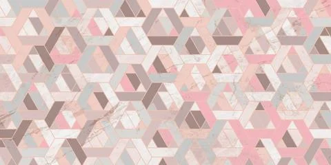 Geometric pattern pink background with marble texture Stock Illustration