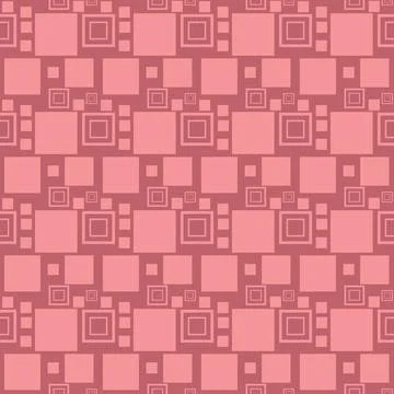 Geometric Pattern with Pink Squares and Designs Illustrazione stock