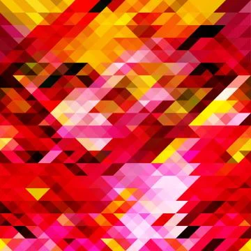 Geometric pattern of pink, yellow, red triangles Stock Illustration