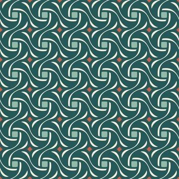 Geometric Pattern - Pinwheel (Dark Green, Soft Green, Cream, Orange) Stock Illustration