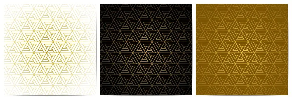 Geometric pattern with polygonal shape and triangle gold lines Illustrazione stock