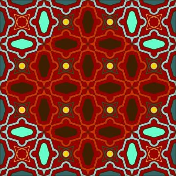 Geometric Pattern Of Polygons. Light blue, Orange and Brown Pattern On A Red  Stock Illustration