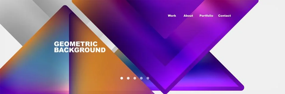 Geometric pattern with purple and orange triangles on a white background Stock Illustration
