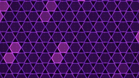 Geometric pattern with purple and pink hexagons on black Stock Footage 340242351