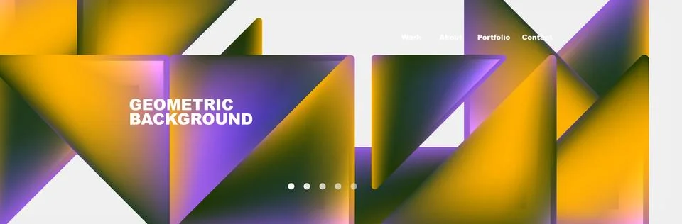 Geometric pattern with purple and yellow triangles on white background Stock Illustration