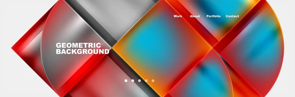 Geometric pattern with red, blue, and gray squares on white background Illustrazione stock