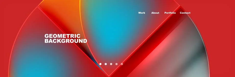 Geometric pattern of red, blue, and gray circles on a red background Illustrazione stock
