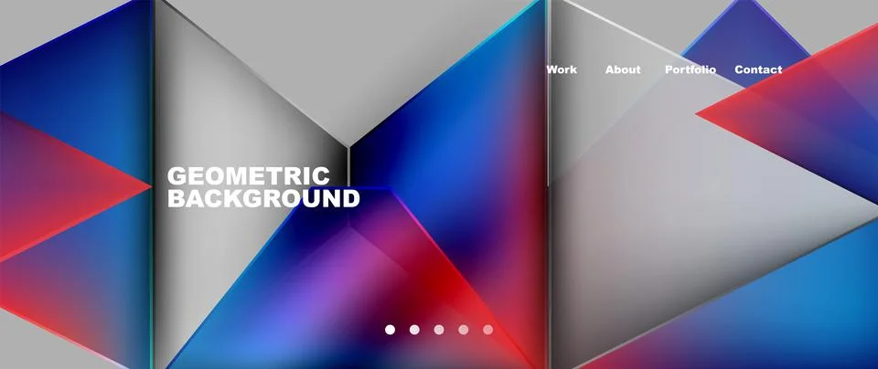 Geometric pattern with red, blue and purple triangles on a gray background Stock Illustration