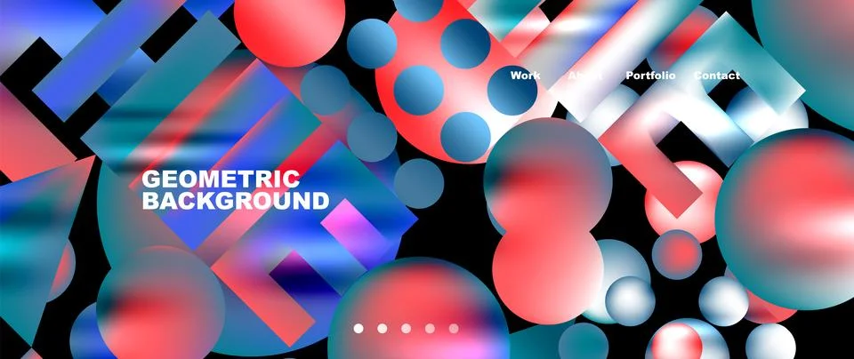 Geometric pattern of red, blue, and white balls on black background Stock Illustration