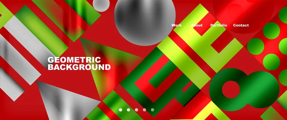 Geometric pattern with red, green, and white Circle design in a Christmas theme Stock Illustration
