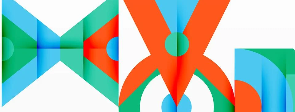 Geometric pattern with red, green, and blue triangles on a white background Stock Illustration