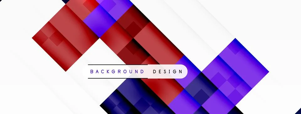 Geometric pattern with red triangle, purple rectangle on white background Stock Illustration