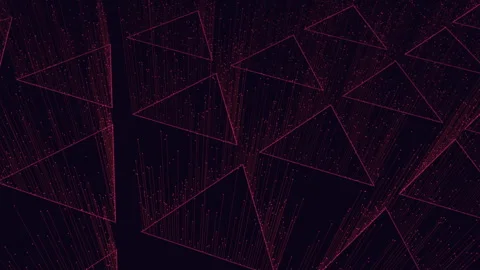 Geometric pattern of red triangles on black background in digital art Stock Footage 281907885