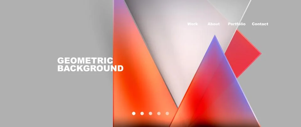 Geometric pattern with red, white, and purple triangles on grey background Stock Illustration