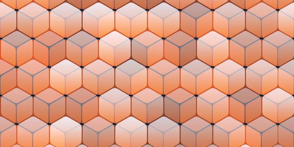 A geometric pattern of repeating cubes fitted into a hexagonal grid and wit.. Illustrazione stock