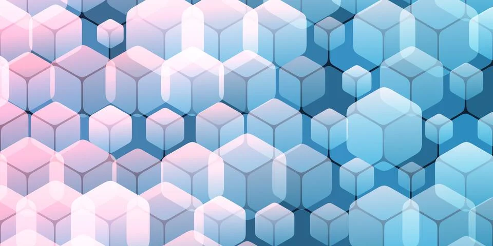 A geometric pattern of repeating cubes of various sizes on a hexagonal grid.. Stock Illustration