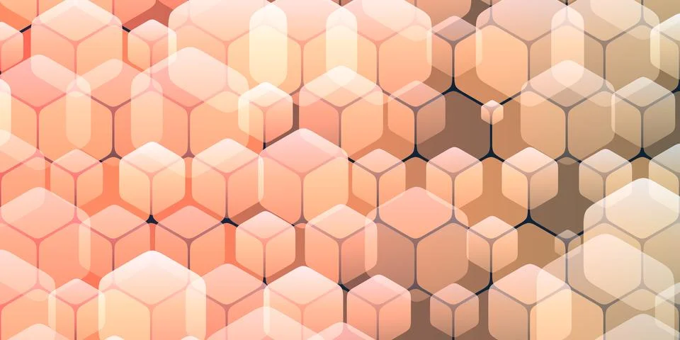 A geometric pattern of repeating cubes of various sizes on a hexagonal grid.. Stock Illustration