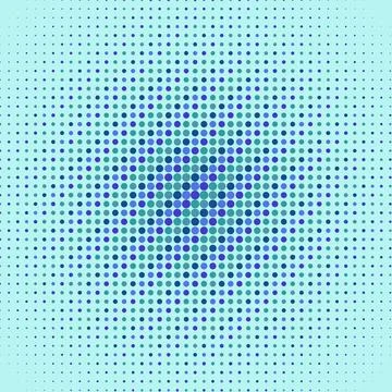 Geometric pattern with repeating diamond and dot design in blue and white Stock Illustration