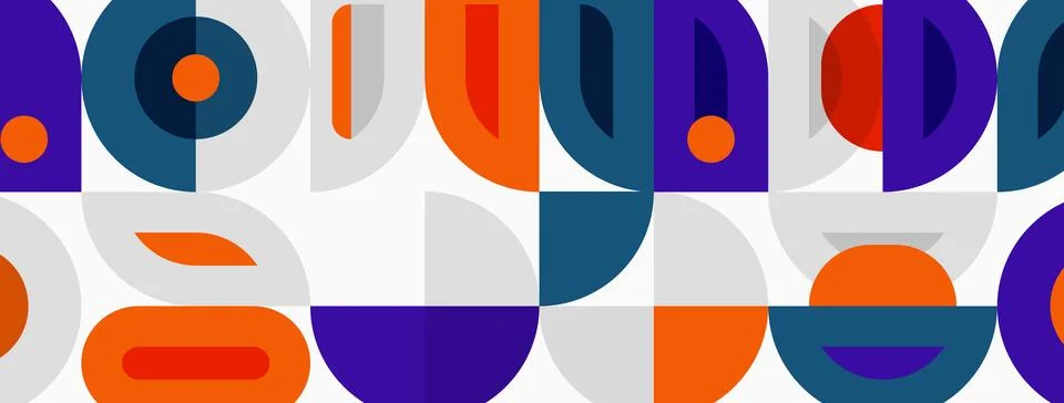 Geometric pattern. Repeating shapes, circles, rectangles, curves. Modern de.. Illustrazione stock