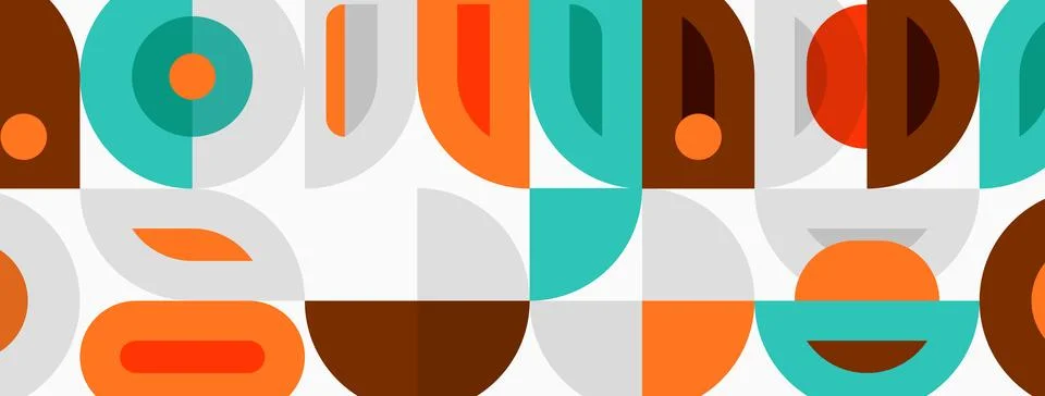 Geometric pattern. Repeating shapes create midcentury modern aesthetic. Brown Stockillustratie