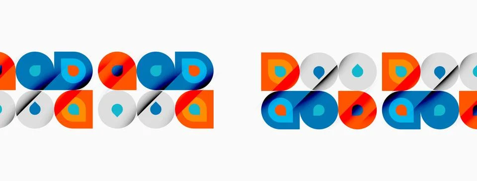 Geometric pattern repeats colorful squares, circles, rectangles. Simple desig Stock Illustration