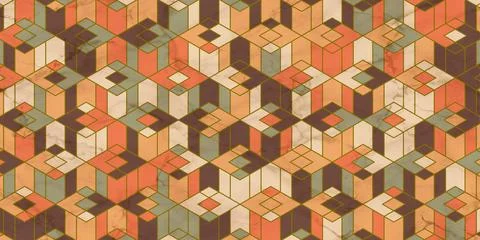 Geometric pattern retro style with marble texture Stock Illustration