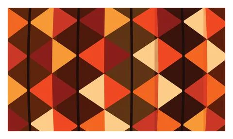 Geometric pattern rhombus shapes in warm earth tones with dark brown stripes. Illustrazione stock