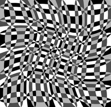 Geometric pattern with ripple, wavy distortion, warp effect. Abstract monochr Illustrazione stock